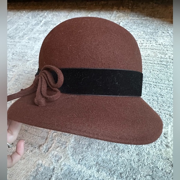 SOPRATTUTTO CAPPELLI  ITALIAN ACCESSORIES PURE WOOL FELT HAT BROWN BLACK RIBBON - Picture 2 of 7